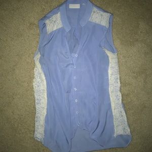 Baby blue button down tank top
